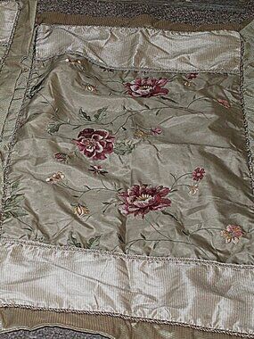 Pair of Chris Madden JCP Home Gold Beige King Size Sham Embroidered Trim